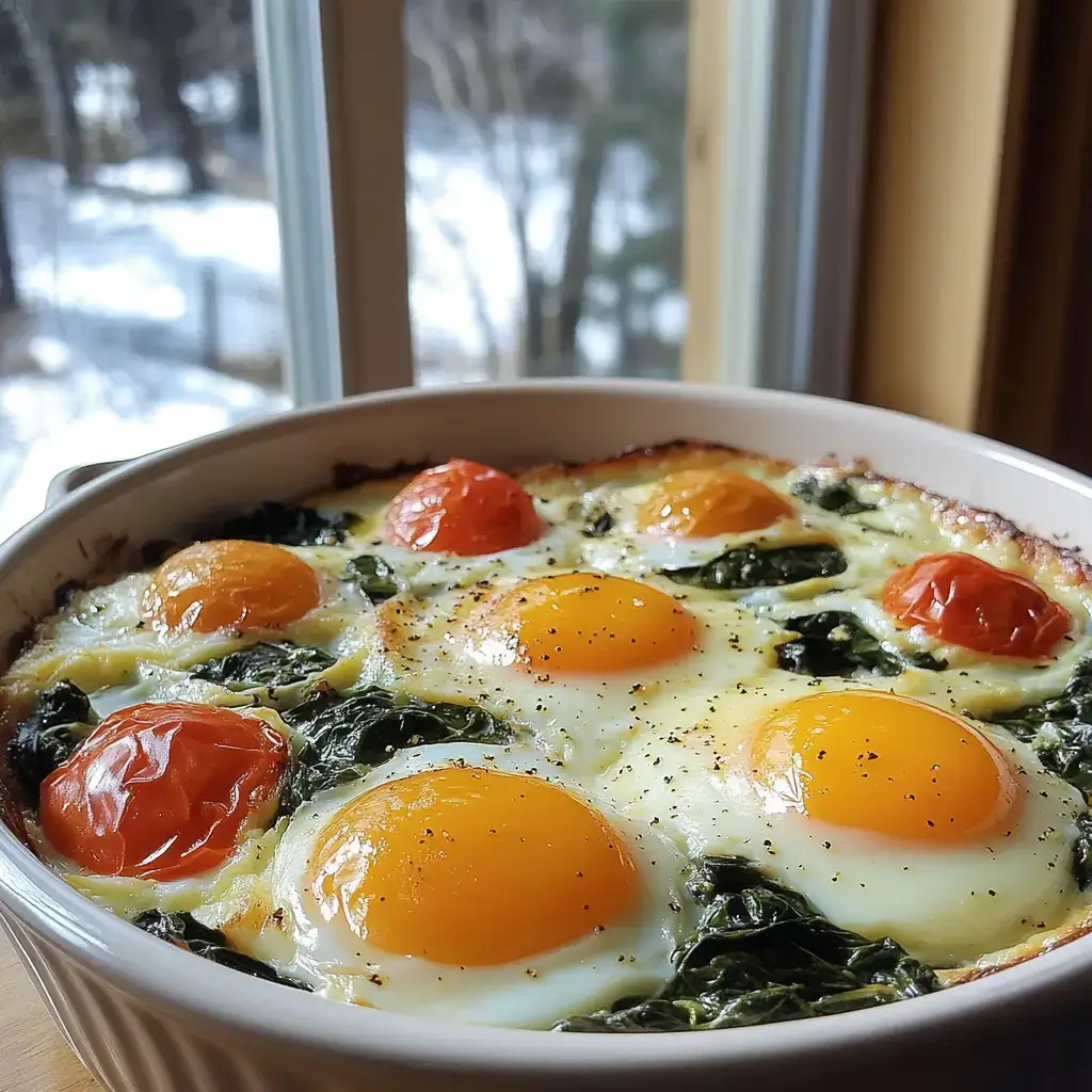 baked eggs spinach tomato - Article 1